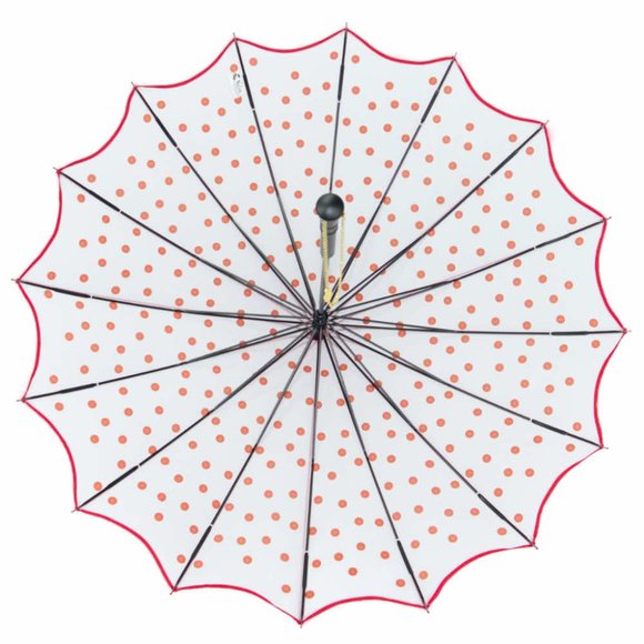 Red Polka Dot with Red Encased Trim Parasol (Cosmetic Blemish) - Picture 8 of 9